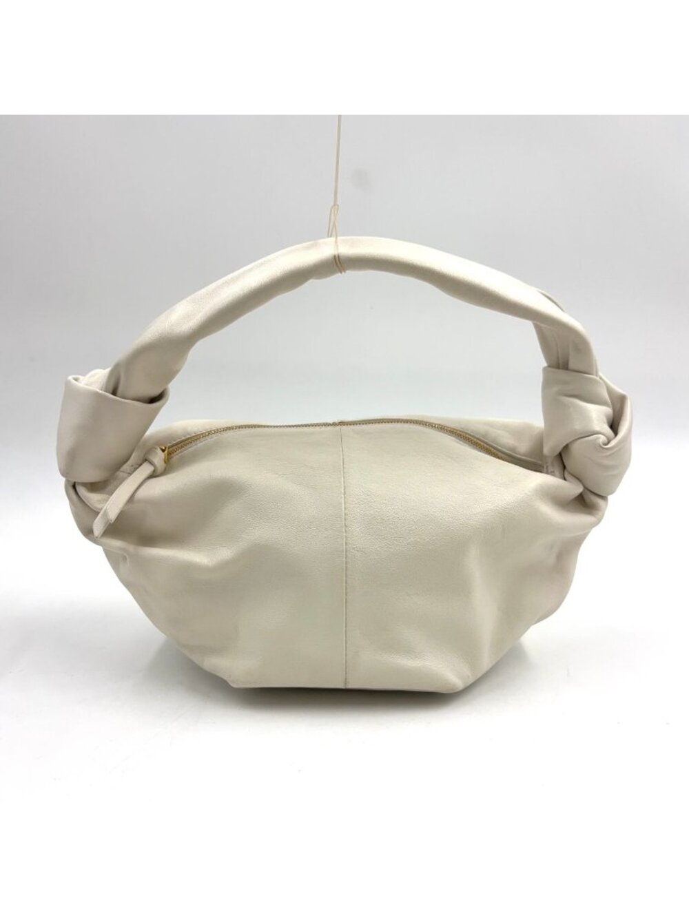 Bottega Veneta Double Knot Mini Hobo Lambskin White Handbag Gold